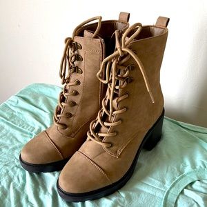 Tan combat boots